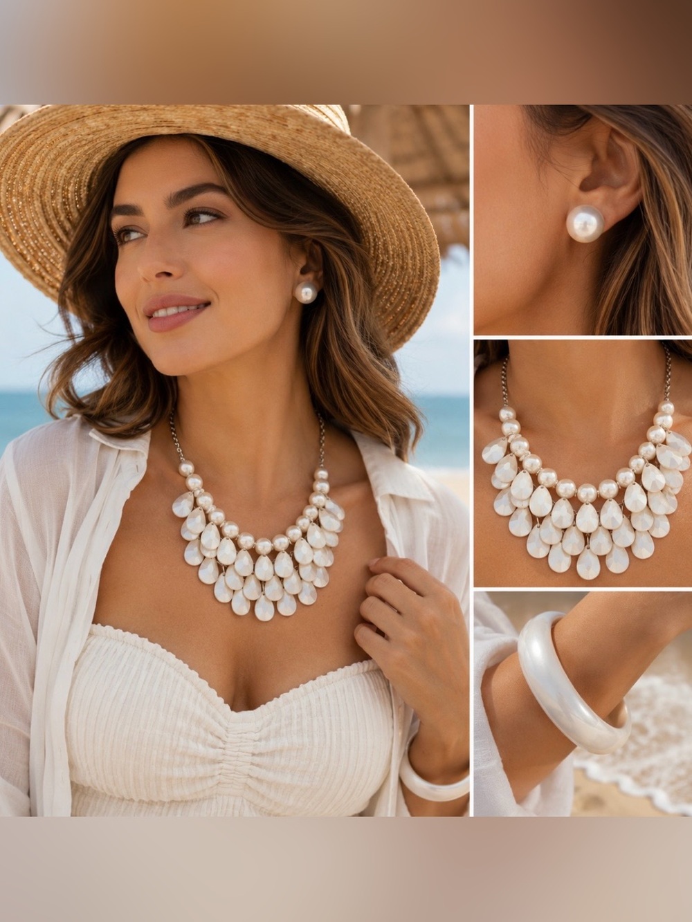 White pearlized jewelry set